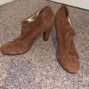Genuine suede heeled ankle booties